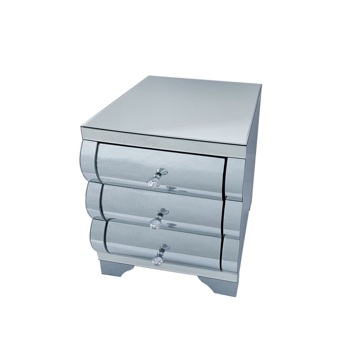 Nightstand With 3 Drawers, Bedside Table For Bedroom - Silver
