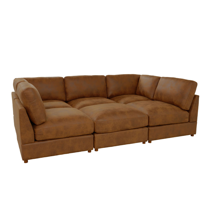 Modular Upholstered Sectional, Medium Firm Seat Cushion, Custom Configuration - Brown