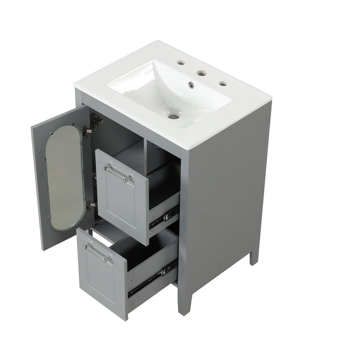 Modern Bathroom Vanity With Sink, Cabinet With 2 Drawers And Door, Adjustable Shelf