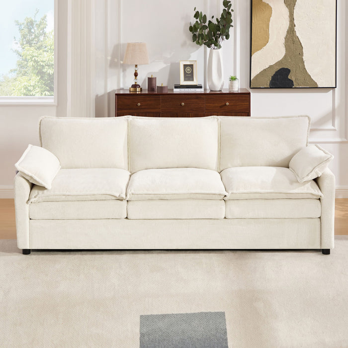 Modern 3 Seater Sofa With Side Storage Pockets For Living Room