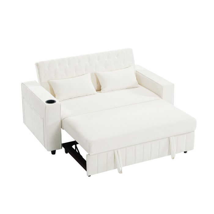 Pull-Out Sofa Bed Convertible Couch With Adjustable Backrest For Living Room