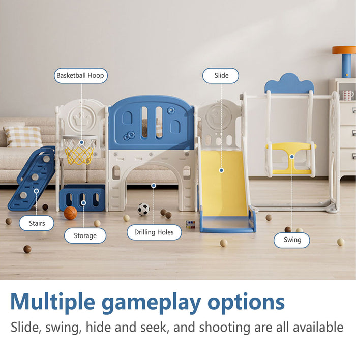 Toddler Slide Kids Playground With Basketball Hoop And Swing