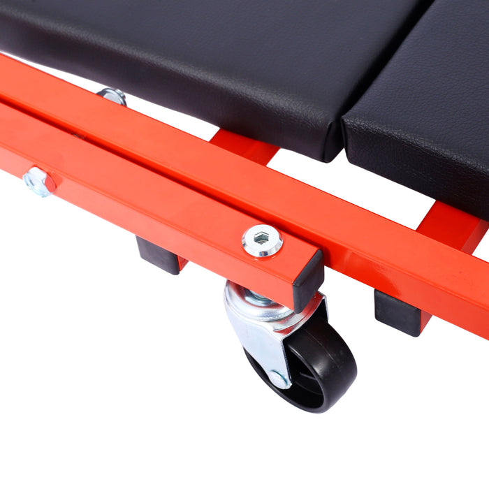 Mechanic Creeper, Z Creeper Seat 2 In 1 Low Profile With 6 Wheels Steel Vinyl - Red