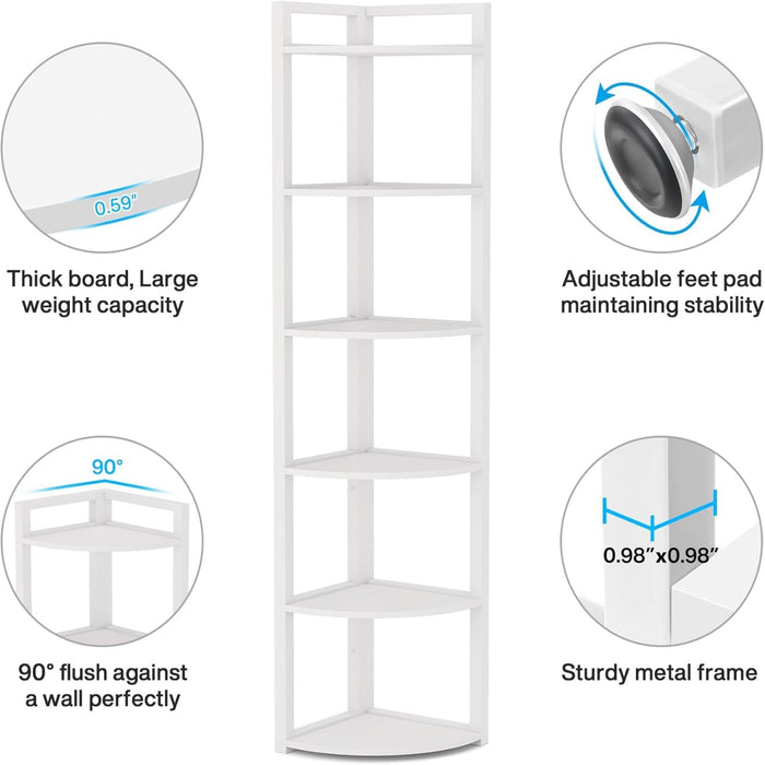 Tall 6 Tier Corner Bookshelf For Living Room
