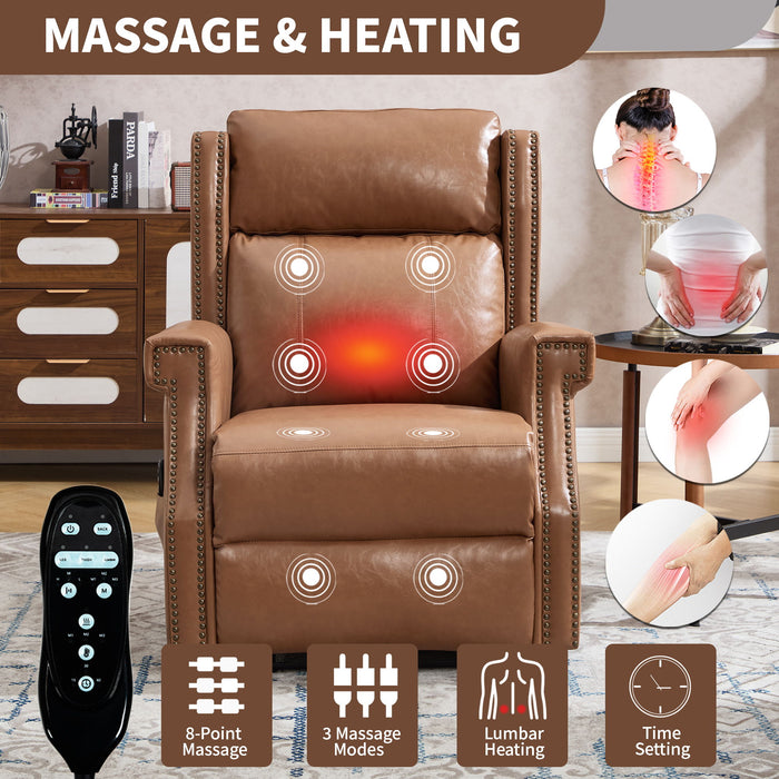 Manual Recliner Chair With Heavy Duty Motion Mechanism, 8 Vibrating Nodes And 3 Massage Modes For Living Room