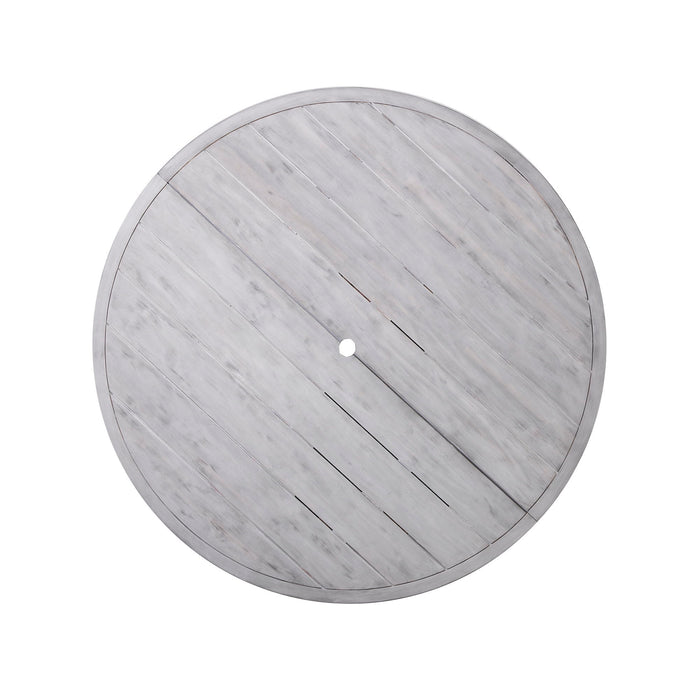 6 Person Outdoor Wooden Dining Set With Umbrella Hole And Removable Cushions For Patio - Gray