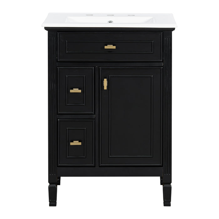 Bathroom Vanity With Sink, Flip Drawer, 2 Drawers, Adjustable Shelf