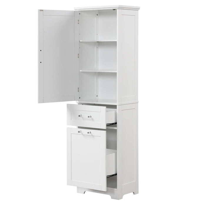 Tall Freestanding Bathroom Storage Cabinet With Adjustable Shelf And 2 Drawers