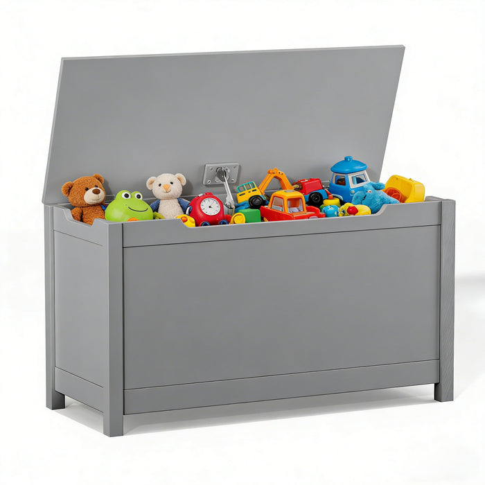 Toy Box Storage With Safety Hinged Lid