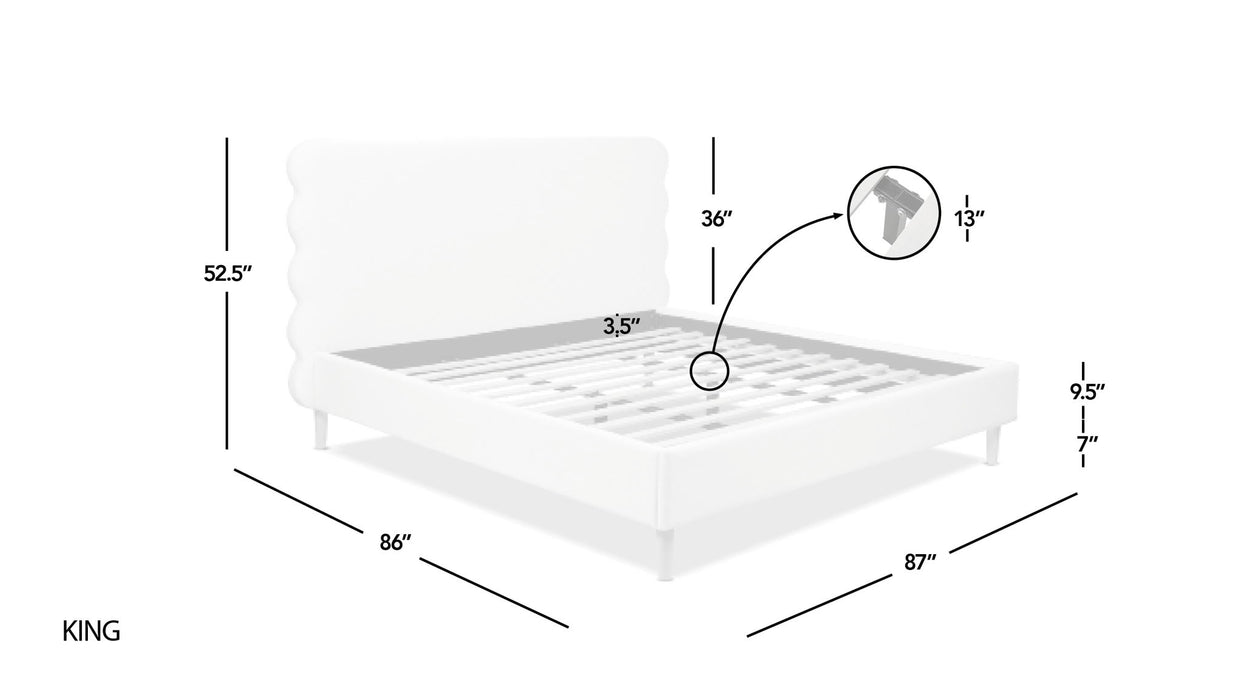 Stockholm - Modern Wavy Headboard Platform Bed