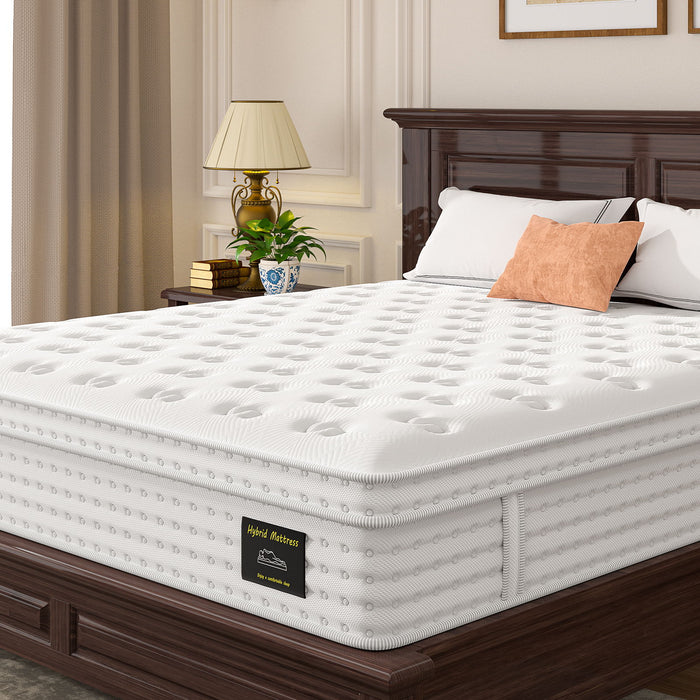 12'' Hybrid Mattress, Memory Foam & Pocket Springs For Pressure Relief