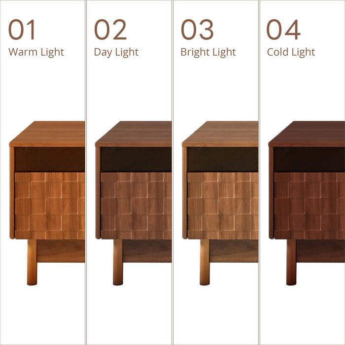 TV Stand With LED Lights And Glass Drawers For Living Room - Walnut
