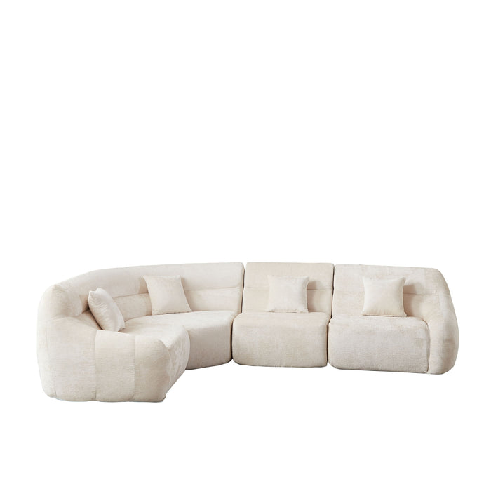 Luxury Curved Corner Sectional Sofa With 4 Pillows