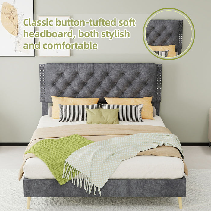 Upholstered Bed With Tufted Headboard