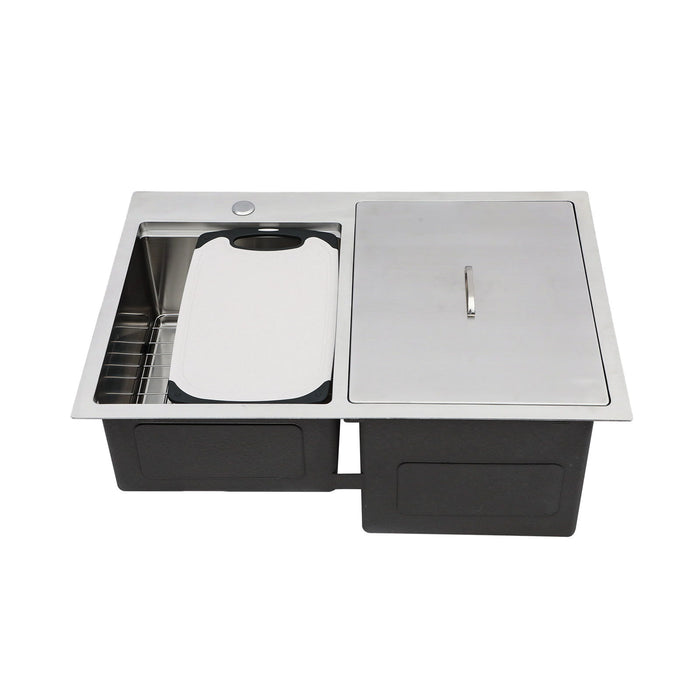 Outdoor Double Bowl Drop In Sink With Workstation - Brushed Nickel