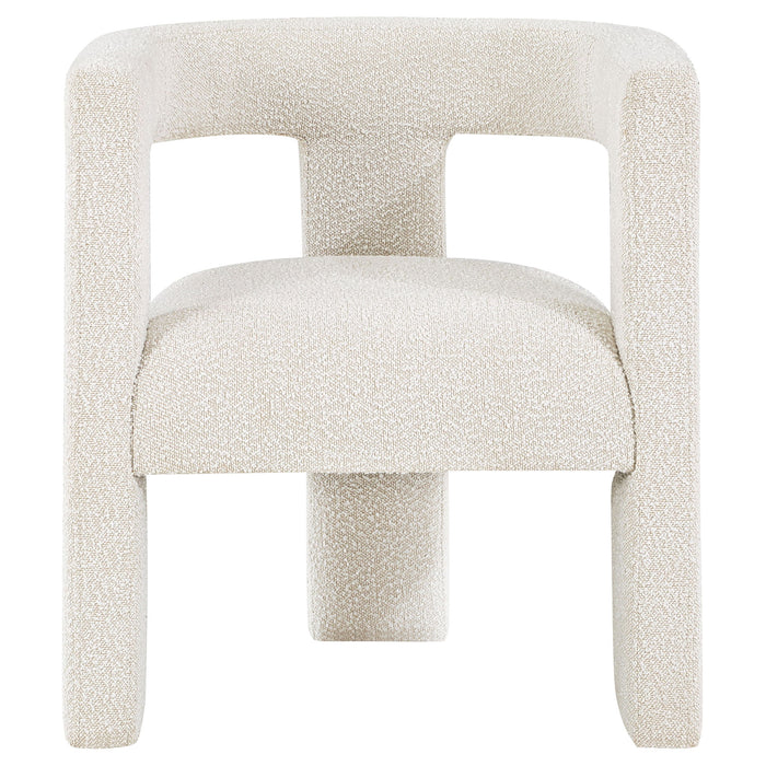 Verda - Upholstered Accent Side Chair In Soft With Rounded Open Back And 3 Leg Base - White