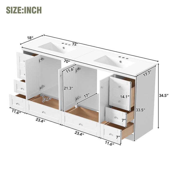 Shaker Free Standing Bathroom Vanity Cabinet & Sink, Soft Close Drawers, Soft Close Doors