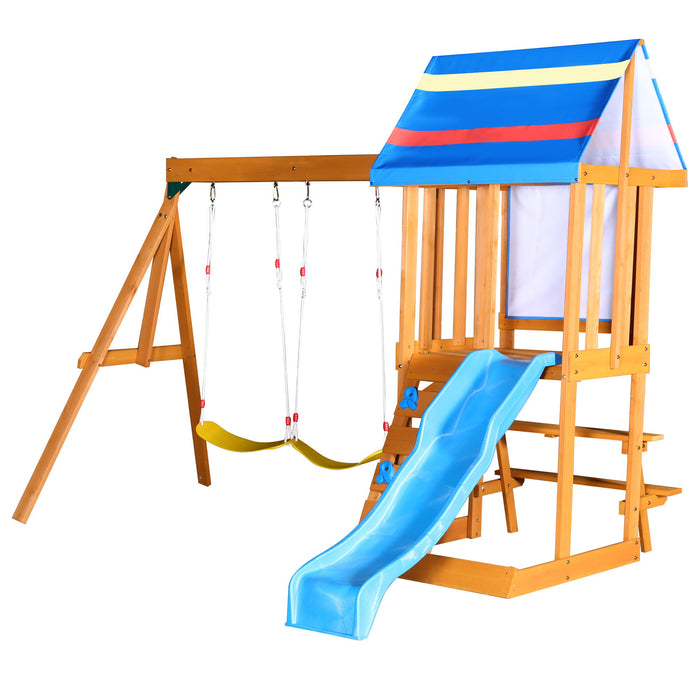 Children's Playset 3 In 1 With Slide, Swings, And Climber