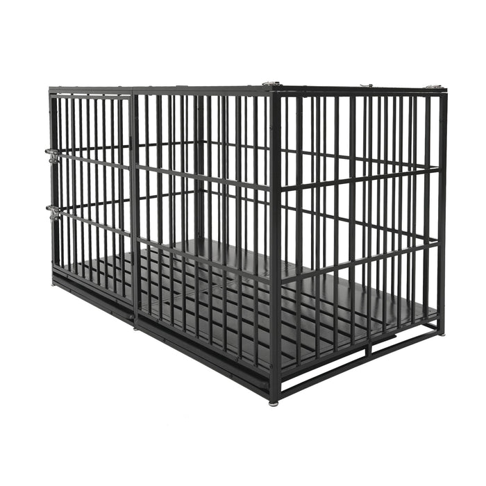 Extra Large Heavy Duty Dog Crate With Removable Pans For Dogs - Black