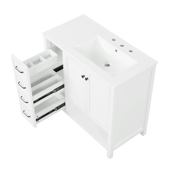 Bathroom Vanity With Sink Top, Bathroom Vanity Cabinet With 2 Doors And 2 Drawers, Open Shelf