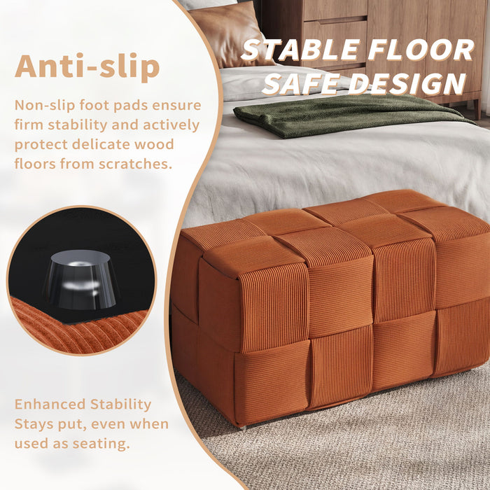 Modern Ottoman Foot Rest With Woven Design