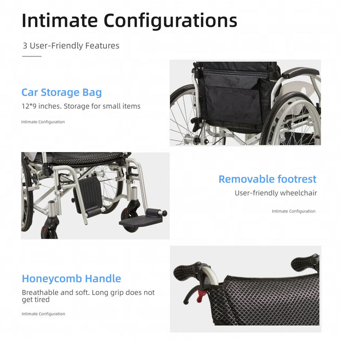 Innovative 6 Wheel Transport Wheelchair Lightweight Foldable Design With Dual Brakes Breathable Seat Anti Backflip Safety Perfect - Black / Silver