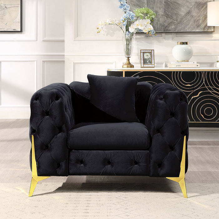 Accent Chair With Diamond Button Tufting, Matching Throw Pillow