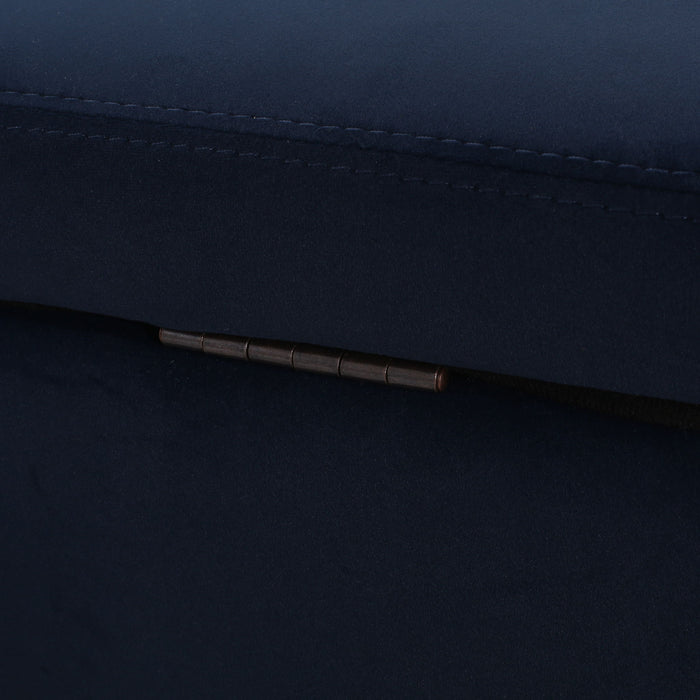 Velvet Storage Bench, Upholstered End Of Bed, Storage Ottoman Benches, Fabric Ottoman Bench With Large Storage Space For Living Room Entryway Bedroom - Dark Blue