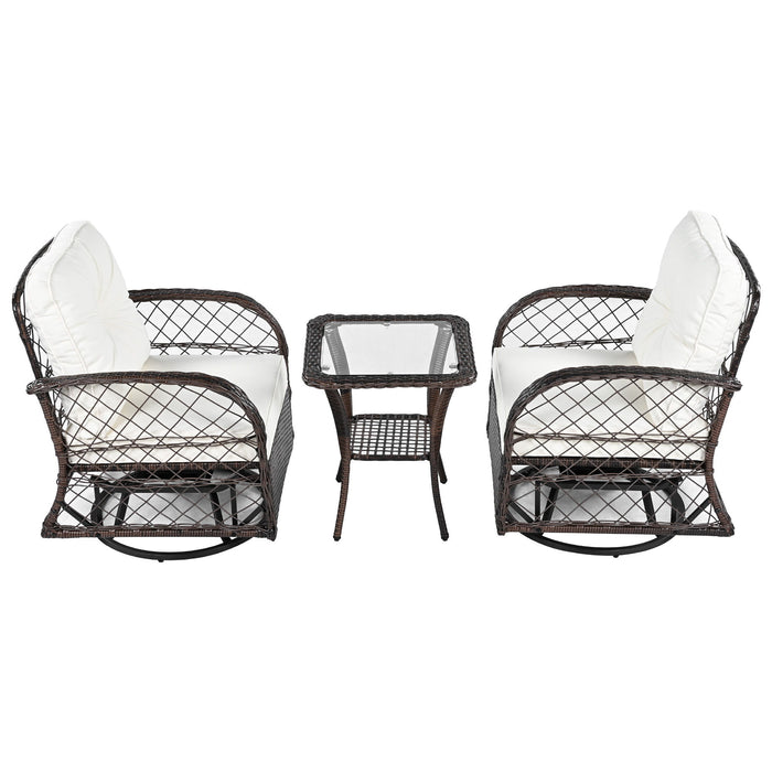 3 Piece Outdoor Chair & Table Set Chat Set, 2 Person Rattan Seating Group