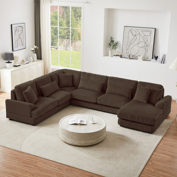 Oversized Sectional Sofa U - Shaped Sofa Couch Modern Sofa Upholstered In Soft Corduroy With A Chaise Lounge For Living Room