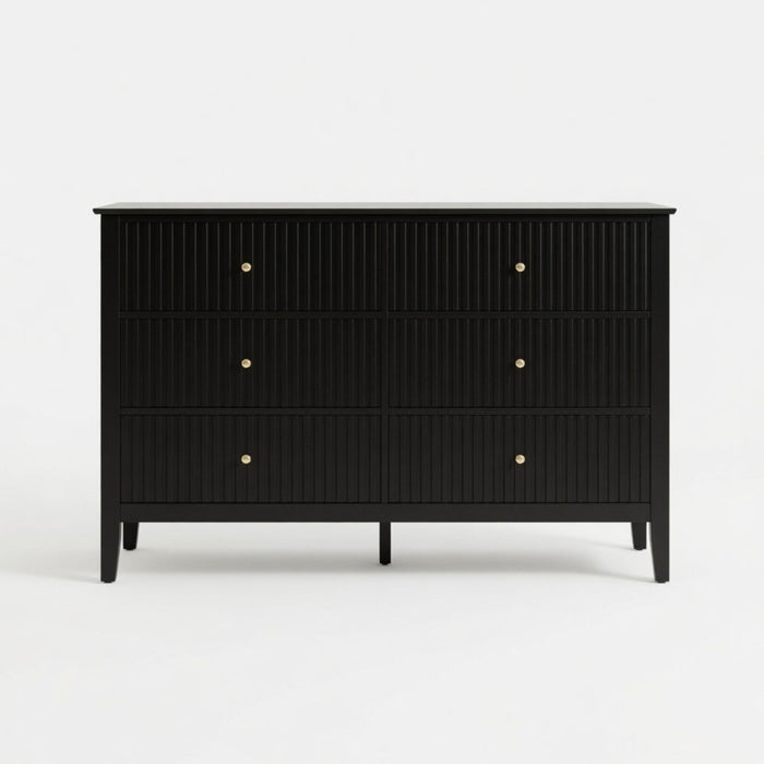 Modern 6 Drawer Fluted Dresser