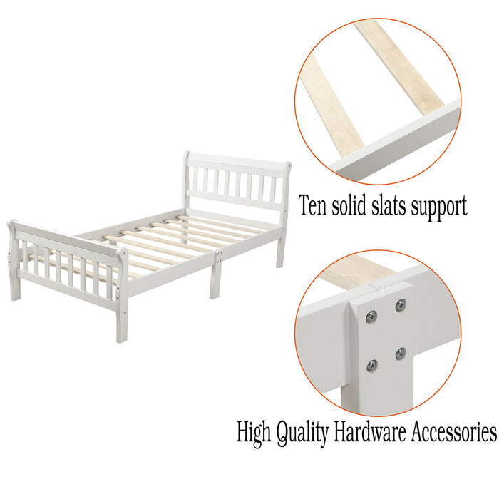 Platform Bed, Mattress Foundation Sleigh Bed With Headboard, Footboard, Slat Support
