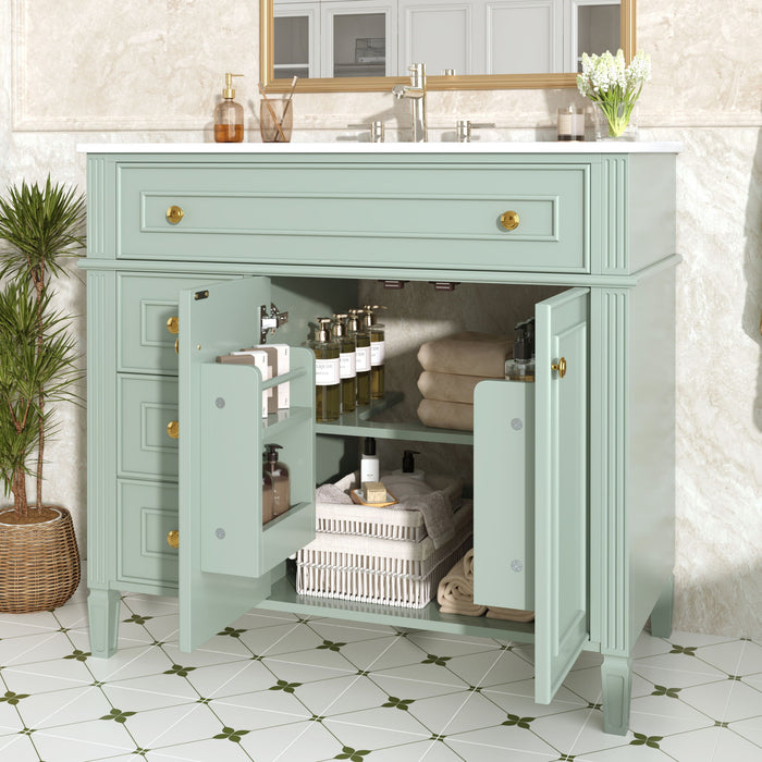 Bathroom Vanity With Sink, 3 Drawers & 2 Soft-Close Doors