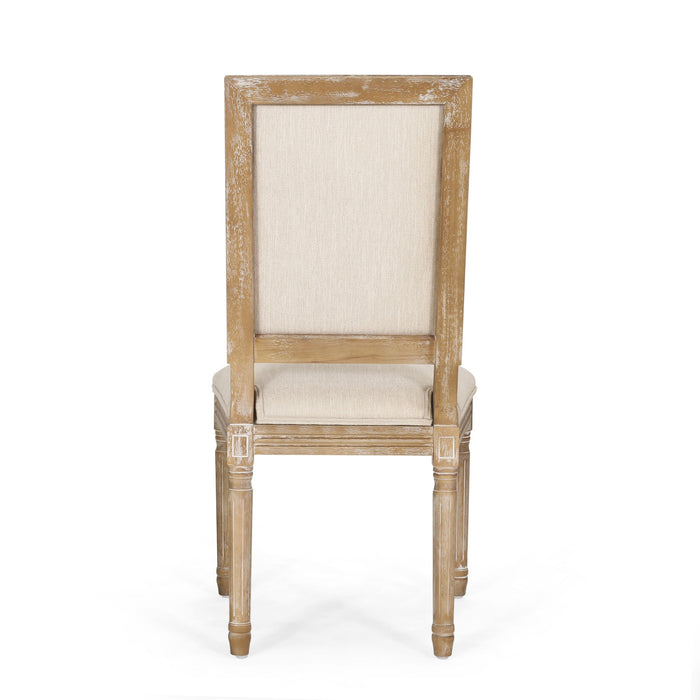 French Country Style Dining Chair With Upholstered Seating And Fluted Legs