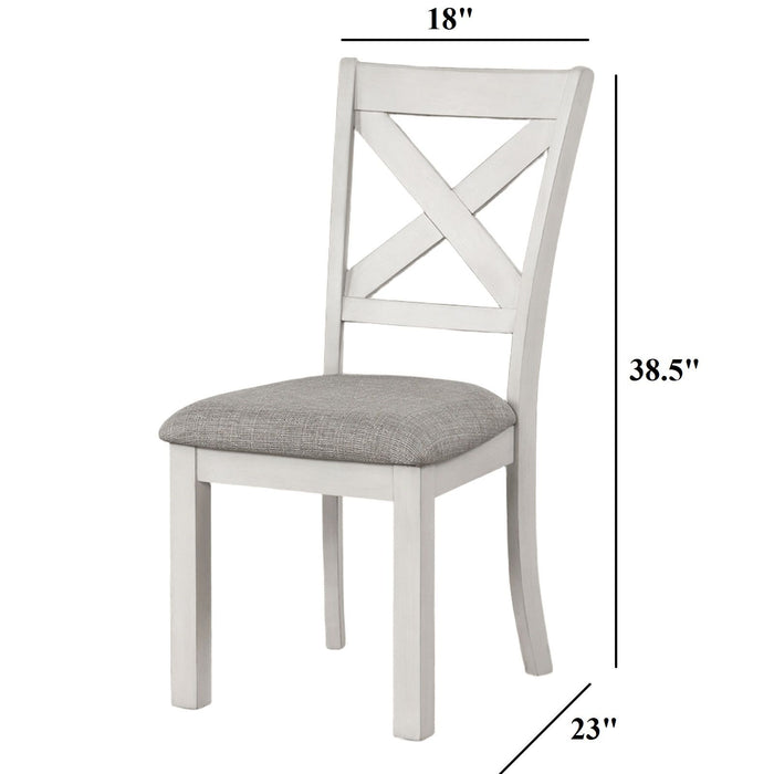 Dining Chairs With Cross Back, Cushion Seat (Set of 2) - White