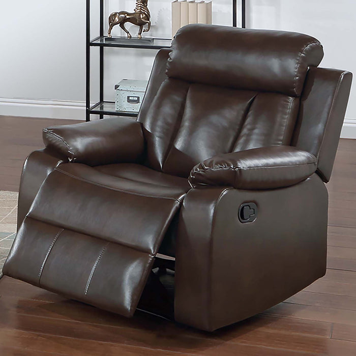 Leatherette Recliner With Pillow Arms And Headrest For Living Room - Brown