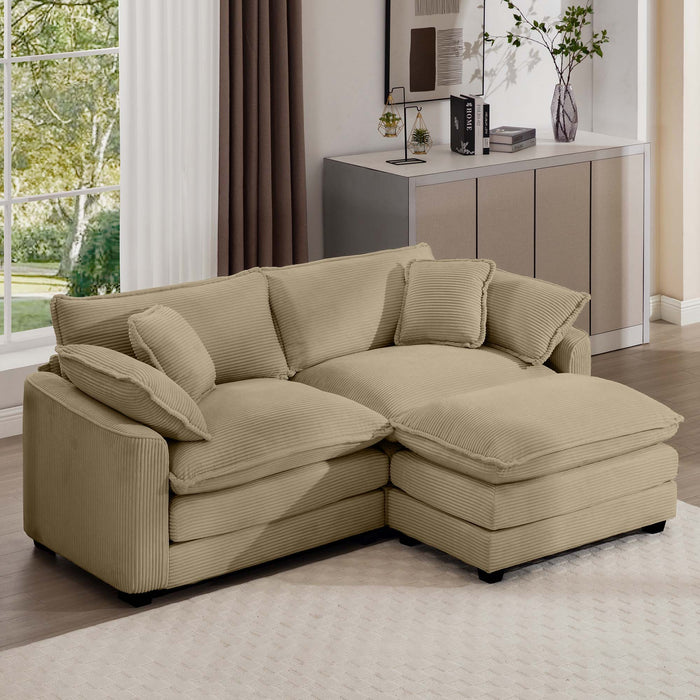 Oversized Modular Cushion Sofa With Ottoman, Low Back, Deep Seating Sofa Set