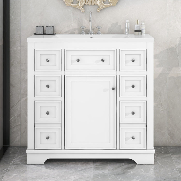 Modern Bathroom Vanity With Sink Combo, 6 Drawers And 1 Cabinet