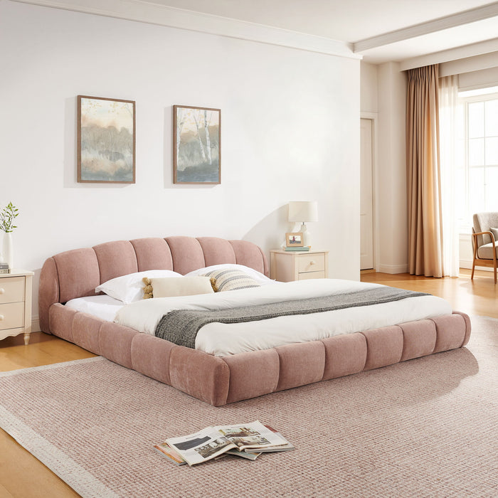 Upholstered Platform Bed Frame, Low Profile Floor Bed, No Box Spring Required