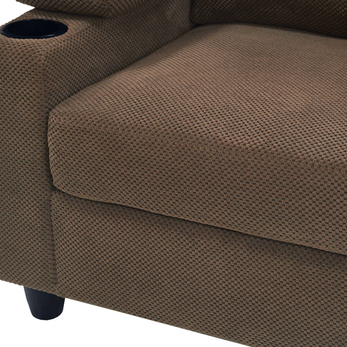Accent Chair With Storage Ottoman, Reclining Single Chaise Lounge With Cupholders And USB, C Ports
