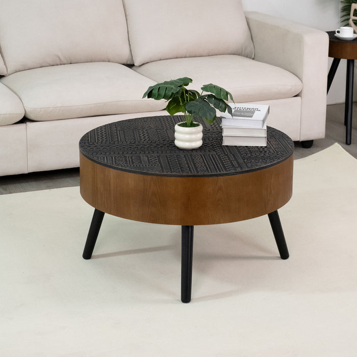 Round Coffee Table With Storage Function For Living Rooms