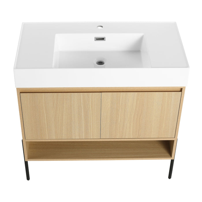 Modern Bathroom Vanity Combo With Single Resin Sink And Storage Cabinet