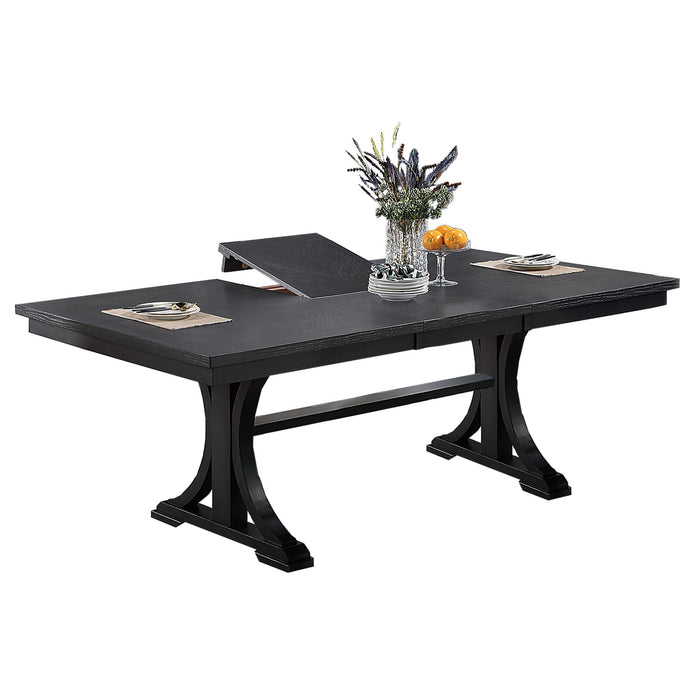 7 Piece Dining Set, Table And 6 Side Chairs, Table With Trestle Base - Black / Charcoal / White