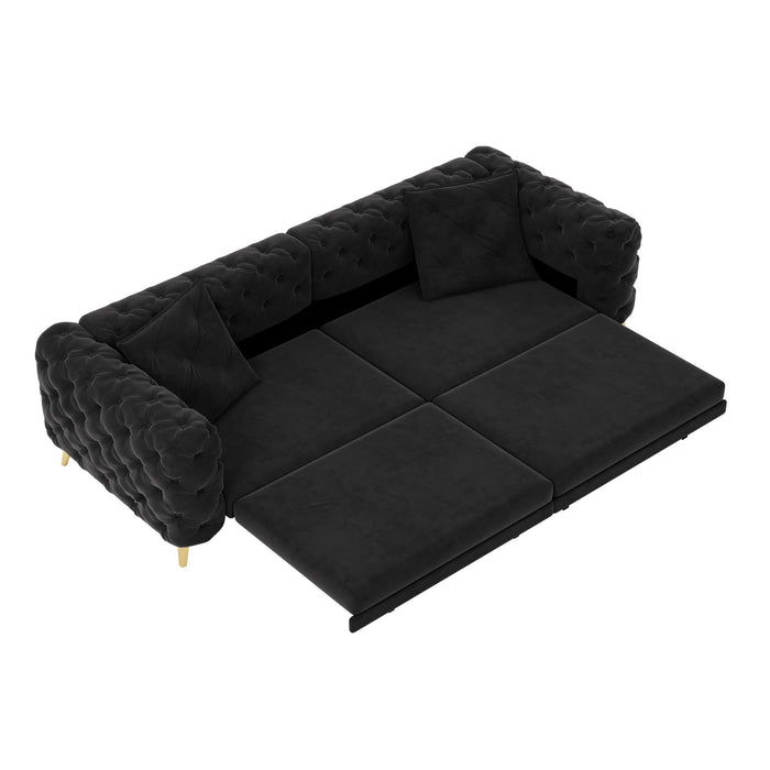 3 In 1 Convertible Sleeper, Deep Seat Pull Out Sofa Bed, Button Tufted