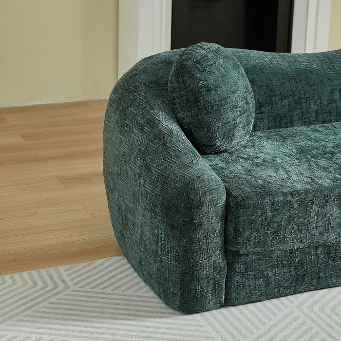 Curved Convertible Sofa, 2 In 1 Frameless Folding Sofa Bed With Pull Out Base And Deep Seat