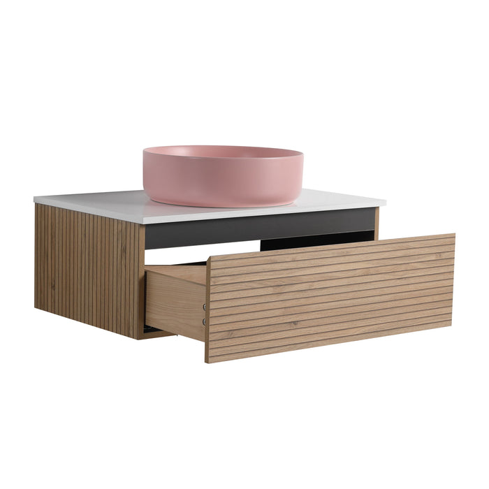 Wall Mounted Bathroom Vanity With Art Sink & 1 Soft Close Drawer