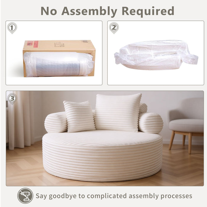 Round Sofa Bed With 3 Pillows For Living Room