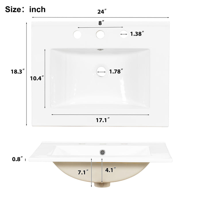 Bathroom Vanity With Sink, Soft Close Door, Double Layer Door Shelf And 3 Drawers - Gray