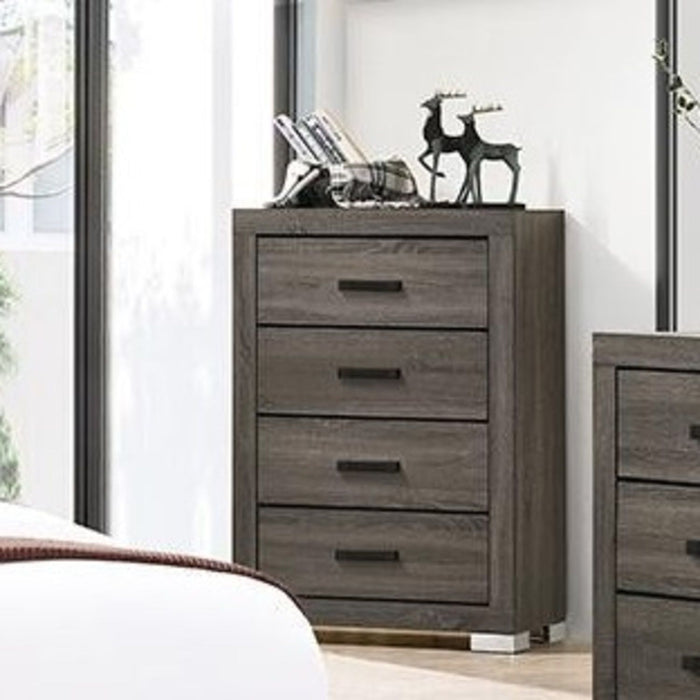1 Piece Chest Bar Handle Bedroom Furniture With Texture And Clean Lines - Gray