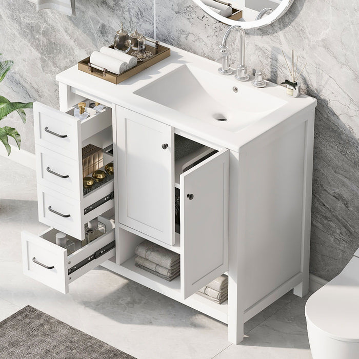 Bathroom Vanity With Sink Top, Bathroom Vanity Cabinet With 2 Doors And 2 Drawers, Open Shelf